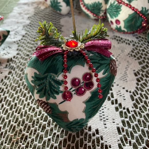 Bejeweled Christmas Ornaments. Fabric with faux jewels, beads and greenery. 15 - Picture 2 of 11